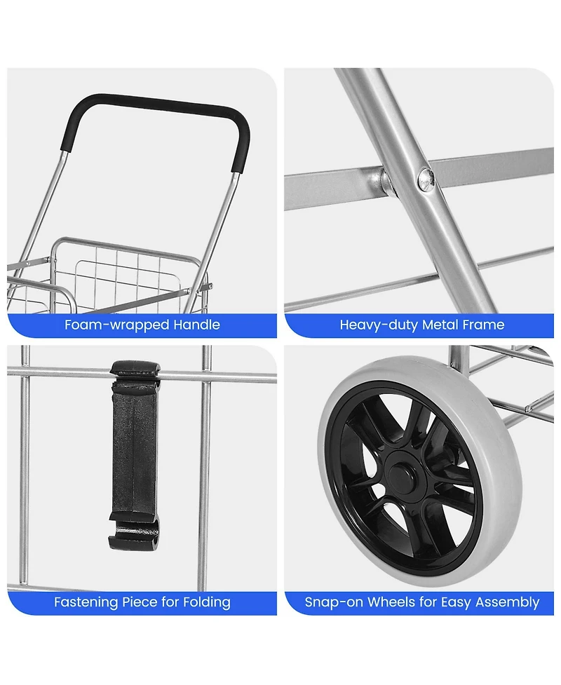 Sugift Portable Folding Shopping Cart Utility for Grocery Laundry