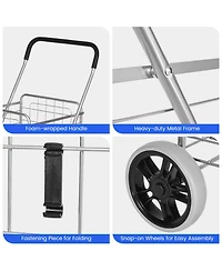 Sugift Portable Folding Shopping Cart Utility for Grocery Laundry