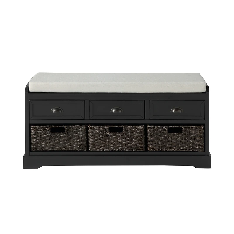 Streamdale Homes Collection Wood Storage Bench with 3 Drawers and Baskets