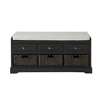 Streamdale Homes Collection Wood Storage Bench with 3 Drawers and Baskets