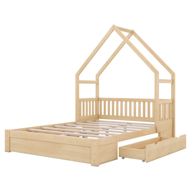 Streamdale Queen Platform Bed with Drawers and Guardrail