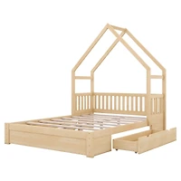 Streamdale Queen Platform Bed with Drawers and Guardrail