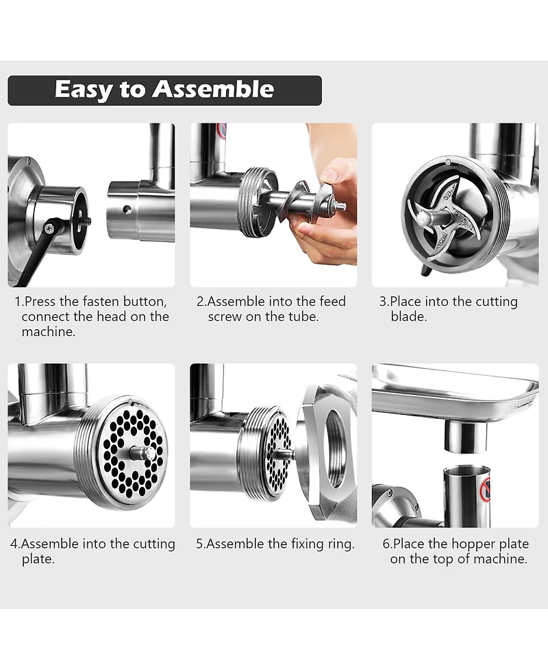 Sugift Heavy Duty 1.5HP 1100W 550LB/h Commercial Grade Meat Grinder