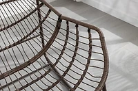 Simplie Fun Beige Outdoor Rattan Rocking Chair with Padded Cushion