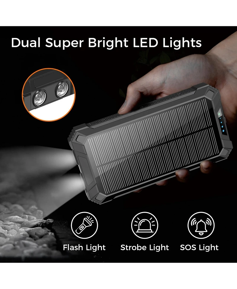 20,000mAh Power Bank- Convenient 4 Built-in Cables & Wireless Charging
