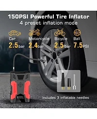 Alpha Digital Car Jump Start & 150PSI Tire Inflator: 3000A Peak- 7L Gas/5L Diesel