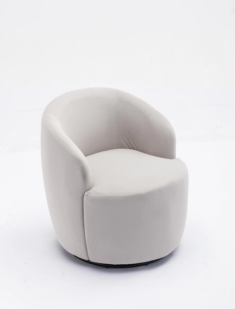 Simplie Fun Velvet Fabric Swivel Accent Armchair Barrel Chair With Powder Coating Metal Ring