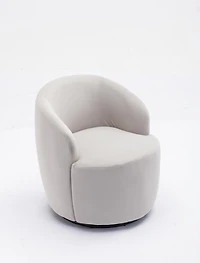 Simplie Fun Velvet Fabric Swivel Accent Armchair Barrel Chair With Powder Coating Metal Ring