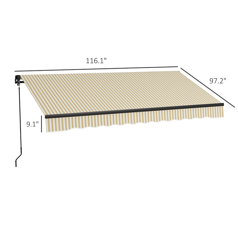 Retractable Awning Water & Uv Resistant, Adjustable Shade for Patios