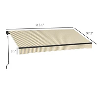 Retractable Awning Water & Uv Resistant, Adjustable Shade for Patios