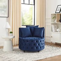 Streamdale Plush Velvet Swivel Accent Chair with Tufted Cushion and Caster Wheels