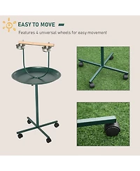 Streamdale Furniture 48" Rolling T-Stand Bird Training Activity Playground With Perch