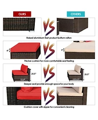 Costway 5PCS Outdoor Patio Rattan Furniture Set Sectional Conversation