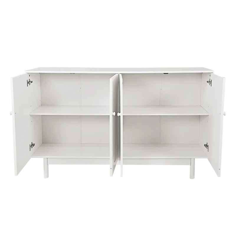 Simplie Fun Durable White Storage Cabinet with Adjustable Shelf and Solid Wood Pulls