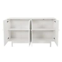 Simplie Fun Durable White Storage Cabinet with Adjustable Shelf and Solid Wood Pulls