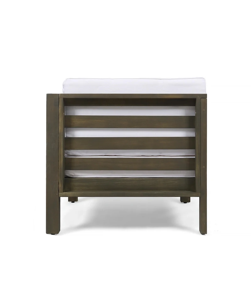 Simplie Fun Outdoor Loveseat Set with Coffee Table in Acacia Wood with Plush Cushions