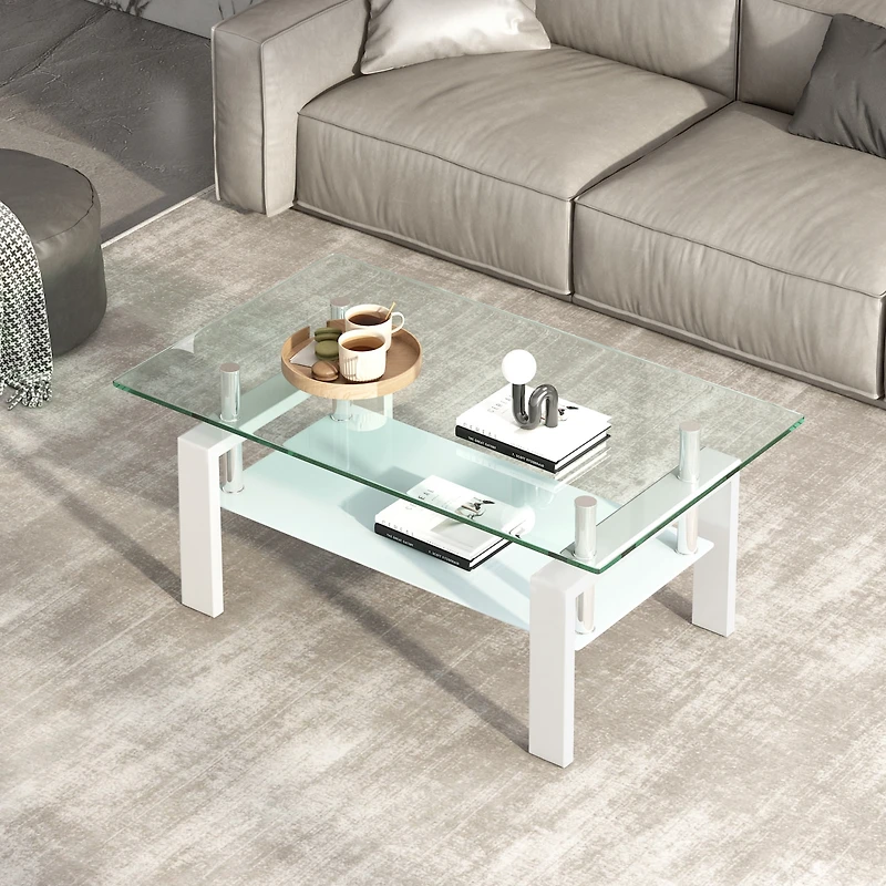 Streamdale Clear Glass Coffee Table (2-Tier)