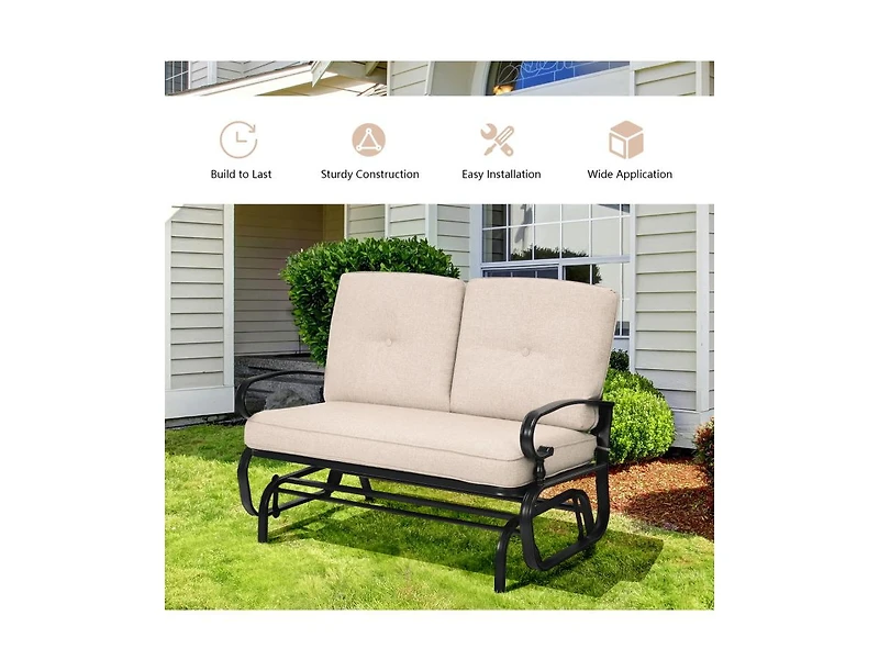 Slickblue 2 Seats Outdoor Swing Glider Chair with Comfortable Cushions