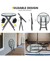 Slickblue Patio Side Table with Tempered Glass Tabletop