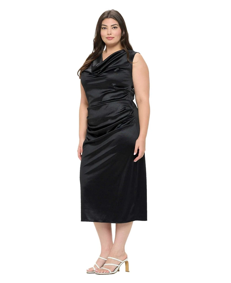 L I V D Plus Size Topanga Satin Stretch Cowl Dress