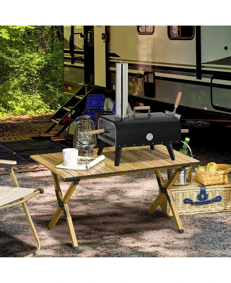 Outsunny Outdoor Pizza Oven with Stone, 12" Wood Fi Pizza Maker