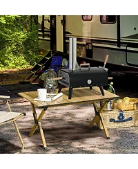 Outsunny Outdoor Pizza Oven with Stone, 12" Wood Fi Pizza Maker