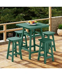 WestinTrends 5-Piece Hdpe Outdoor Patio Dining Bar Bistro Table Set with Counter High Stools