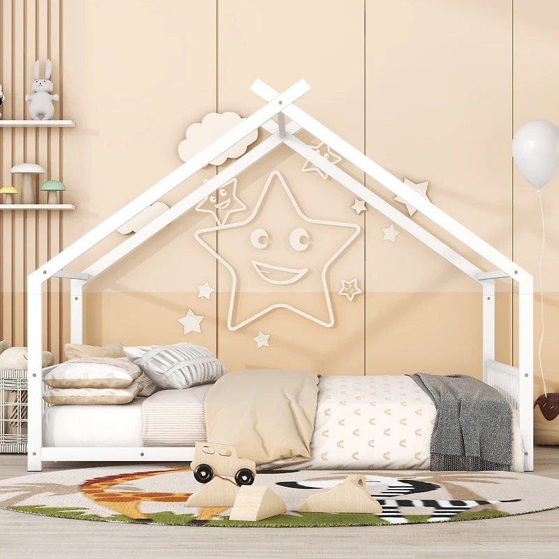 Streamdale Full Metal House Bed, White