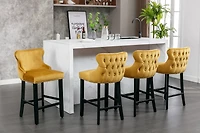 Streamdale Blue Velvet Button-Tufted Wingback Barstools (Set of 4)