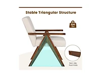 Slickblue Modern Accent Chair Linen Fabric Armchair with Solid Acacia Wood Frame