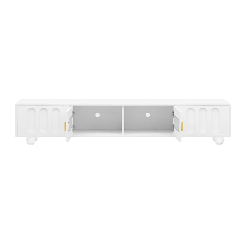 Streamdale Contemporary Sleek Tv Stand with Glass-Front Cabinet and Drawers