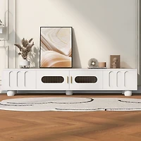Streamdale Contemporary Sleek Tv Stand with Glass-Front Cabinet and Drawers