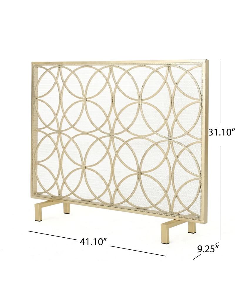 Streamdale Elegant Iron Fireplace Screen with Overlapping Circle Pattern