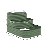 Streamdale Furniture 3-Tier Galvanized Raised Garden Bed with Bottomless Design and Safety Edging