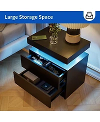 Streamdale Modern Led Nightstand with Adjustable Shelf and Drawers