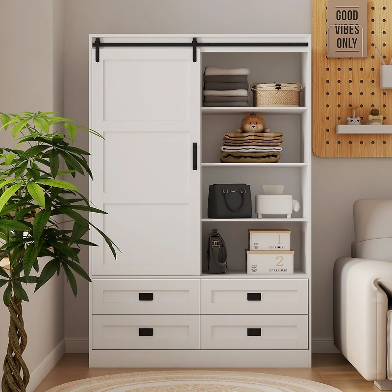 Streamdale Furniture Tall Bedroom Armoire Wardrobe Closet with Barn Door