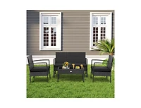 Slickblue 4 Pieces Patio Rattan Furniture Set with Cushion