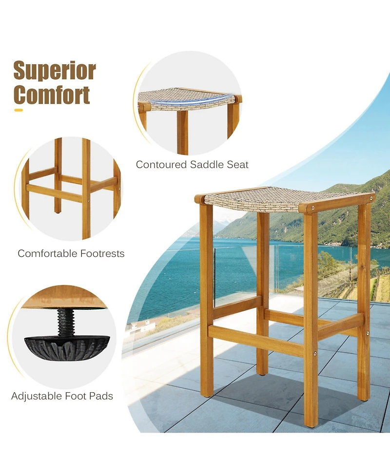 Slickblue Patio Wood Bar Stools for Outdoors