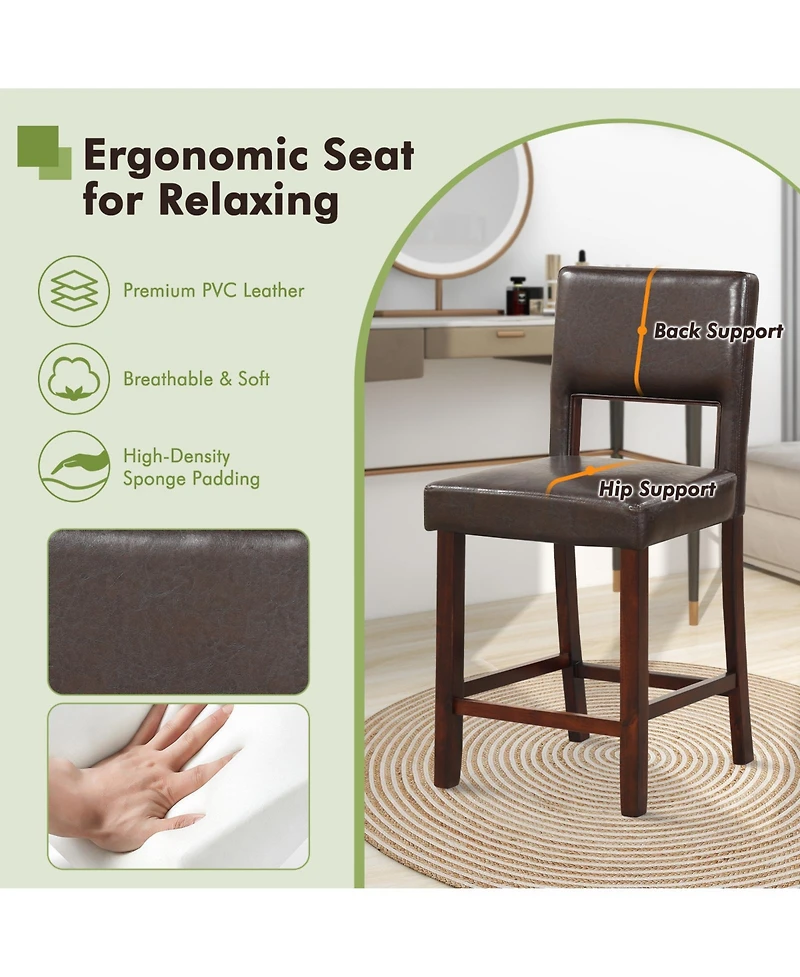 Slickblue 2 Piece Bar Chair Set with Hollowed Back and Rubber Wood Legs