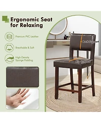 Slickblue 2 Piece Bar Chair Set with Hollowed Back and Rubber Wood Legs