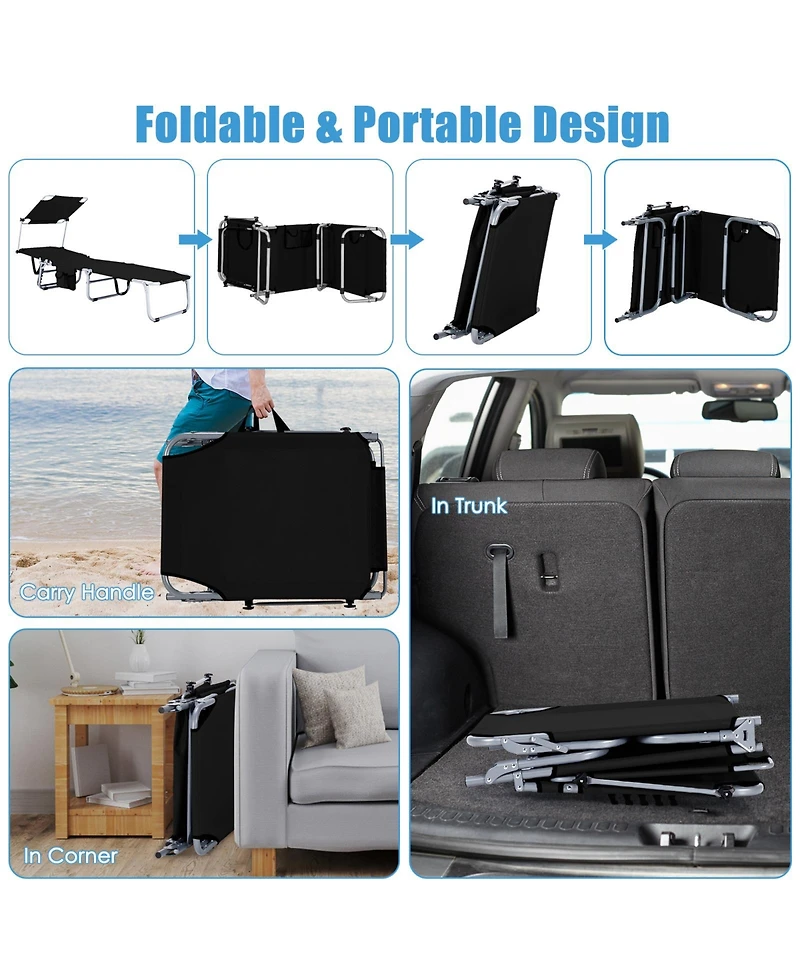 Slickblue Set of 2 Portable Reclining Chair with 5 Adjustable Positions