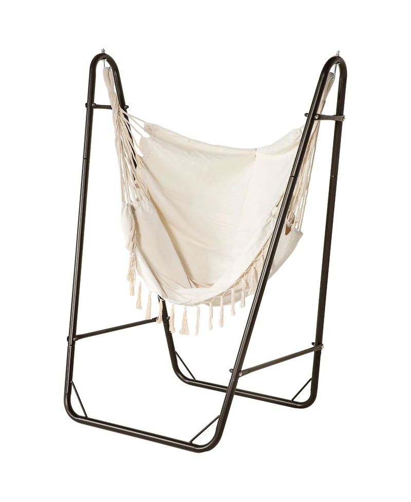 Outsunny Hammock Chair w/ Metal Stand, Swing Side Pocket