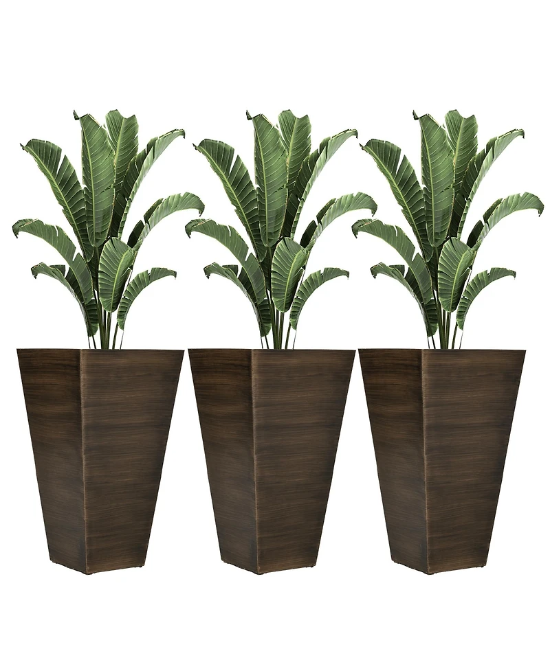 Elegant Stackable Wood-Look Outdoor Planters (Set of 3)