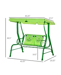Outsunny Kids Patio Swing, Children Outdoor 2-Seat Porch Bench with Adjustable Canopy