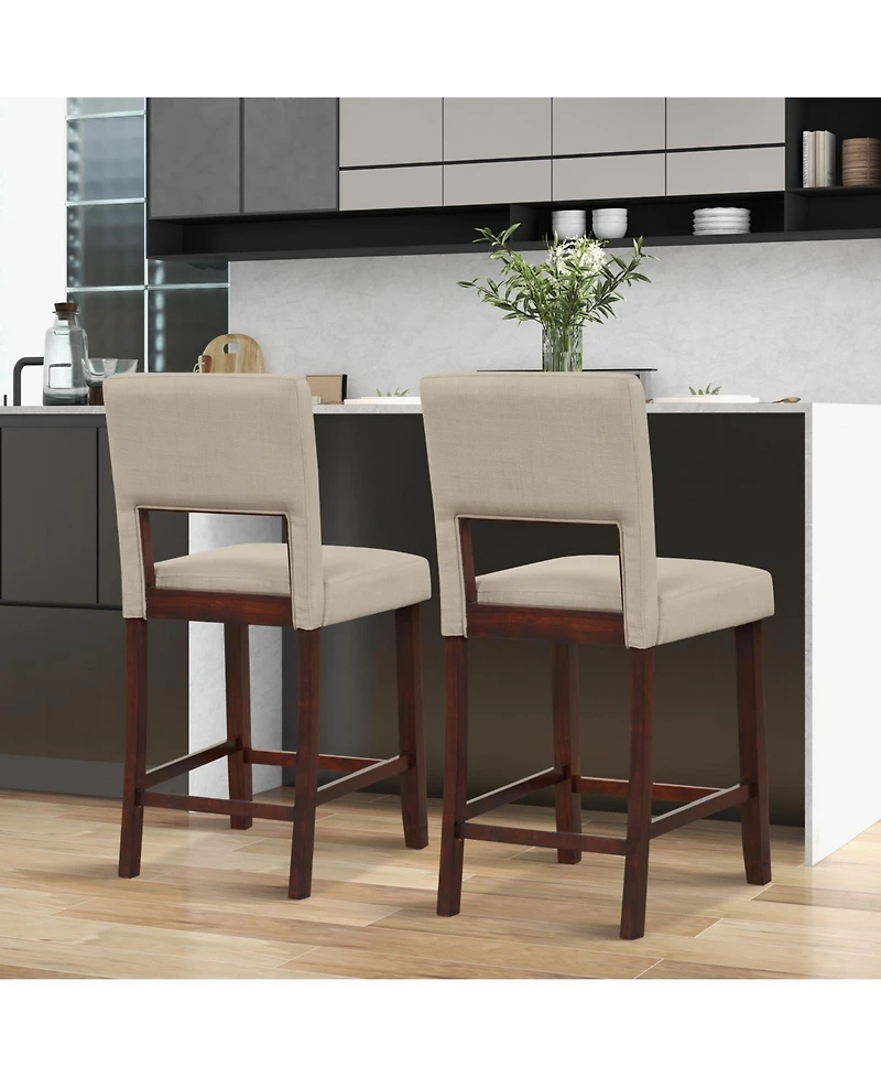 Slickblue 2 Piece Bar Chair Set with Hollowed Back and Rubber Wood Legs