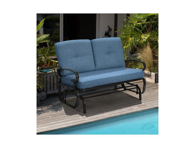 Slickblue 2 Seats Outdoor Swing Glider Chair with Comfortable Cushions