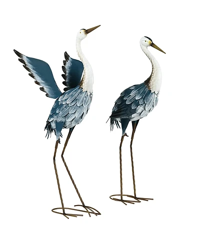 Outsunny 2pc Heron Garden Statues, Metal Yard Art Bird Sculptures,