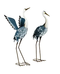 Outsunny 2pc Heron Garden Statues, Metal Yard Art Bird Sculptures,
