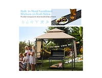 Slickblue 13.5 x 4 Feet Patio Bbq Grill Gazebo Canopy with Dual Side Awnings