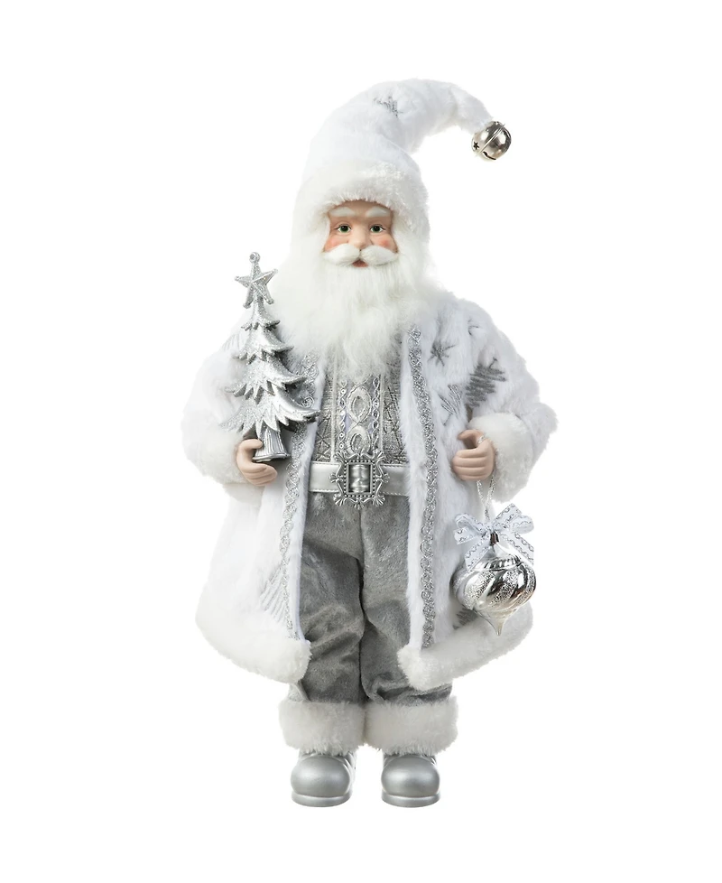 Glitzhome 18 H Christmas Frosty Santa Figurine with Porcelain Face